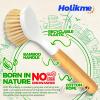 imageHolikme 3 Pack Dish Brush Set with Bamboo Handle Kitchen Brushes for Cleaning Pot Sink and Stove Skillet Scrubber with Tough Bristles for Cast Iron Grill Pan Yellow White BlackWhite