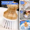 imageHolikme 3 Pack Dish Brushes Palm Brush Dish Scrubber Bamboo Round Natural Scrub Brush Cleaning Kit for Cleaning Saucepans Pots Pans and Vegetables White ampamp Yellow ampamp Black