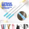 imageHolikme 6 Pack Bottle Brush Set 14quot Long Handle Stainless Steel Bottle Cleaner Brush 3 Straw Brushes 3in1 Bottle Cleaning Brush for Water Bottle Antistatic Lab Brushes Straws BlackBlue