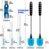 imageHolikme 6 Pack Bottle Brush Set 14quot Long Handle Stainless Steel Bottle Cleaner Brush 3 Straw Brushes 3in1 Bottle Cleaning Brush for Water Bottle Antistatic Lab Brushes Straws BlackBlue