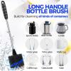 imageHolikme 6 Pack Bottle Brush Set 14quot Long Handle Stainless Steel Bottle Cleaner Brush 3 Straw Brushes 3in1 Bottle Cleaning Brush for Water Bottle Antistatic Lab Brushes Straws BlackBlack