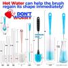 imageHolikme Bottle Brush Tube Cleaning Lab Set with Long Handle Cup Cleaner for Washing Narrow Neck Beer Wine Decanter Pipes Lids Sinks Cap Covers WhitePink