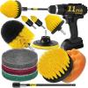 imageHolikme 11 Piece Drill Brush Attachment Set Scouring Pads Power Scrubber Brush Scrub Pads for Bathroom Surfaces Floor Tub Shower Grout Tile CornersCleaning Brush