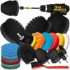 imageHolikme 22Pack Drill Brush Attachments SetScrub Pads ampamp Sponge Buffing PadsPower Scrubber BrushCar Polishing Pad KitWax Applicator PadCar Cleaning KitMasonry BrushesCleaning SuppliesBlack