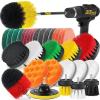 imageHolikme 33piece Drill Brush Attachments Set Scrub Pads Sponge Power Scrubber Brush with Rotate Extend Long Attachment All purpose Clean for Grout Tiles Sinks Bathtub Bathroom Kitchen Automobile