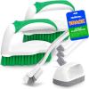 imageHolikme 7 Pack Deep Cleaning Brush Set Scrub Pads with Scraper Tip for Pool Walls Bathroom Grout Floor Tub Shower and Kitchen Surface GreenGreen