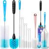 imageHolikme Bottle Brush Tube Cleaning Lab Set with Long Handle Cup Cleaner for Washing Narrow Neck Beer Wine Decanter Pipes Lids Sinks Cap Covers WhitePink