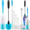 imageHolikme Bottle Brush Tube Cleaning Lab Set with Long Handle Cup Cleaner for Washing Narrow Neck Beer Wine Decanter Pipes Lids Sinks Cap Covers WhiteWhite