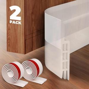 imageHolikme 2 Pack Door Draft Stopper Sheets Rolls ampamp Strips Under Door Draft Blocker Insulator Doors Sweep Weather Stripping Noise Stopper Strong Adhesive WhiteTransparent