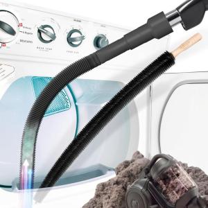 imageHolikme 2 Pieces Dryer Vent Cleaner Kit Dryer Lint Vacuum Attachment and Flexible Dryer Lint Brush Dryer Vent Vacuum Hose Attachment BlueBlack