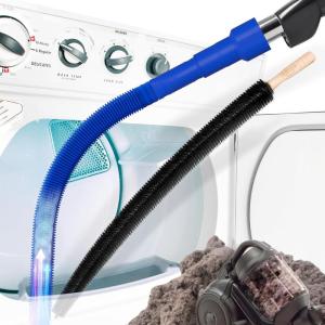 imageHolikme 2 Pieces Dryer Vent Cleaner Kit Dryer Lint Vacuum Attachment and Flexible Dryer Lint Brush Dryer Vent Vacuum Hose Attachment BlueDark Blue