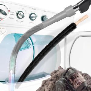 imageHolikme 2 Pieces Dryer Vent Cleaner Kit Dryer Lint Vacuum Attachment and Flexible Dryer Lint Brush Dryer Vent Vacuum Hose Attachment BlueGray