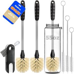 imageHolikme 6 Pack Bottle Brush Set 14quot Long Handle Stainless Steel Bottle Cleaner Brush 3 Straw Brushes 3in1 Bottle Cleaning Brush for Water Bottle Antistatic Lab Brushes Straws BlackYellow