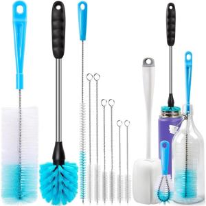 imageHolikme Bottle Brush Tube Cleaning Lab Set with Long Handle Cup Cleaner for Washing Narrow Neck Beer Wine Decanter Pipes Lids Sinks Cap Covers WhiteWhite