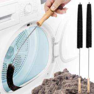 imageHolikme Dryer Vent Cleaner Kit 2 Pack  Household Cleaning Supplies 304 Stainless Steel Dryer Lint Brush Home Essentials for Lint Trap Dust Vacuum Brush2Pack