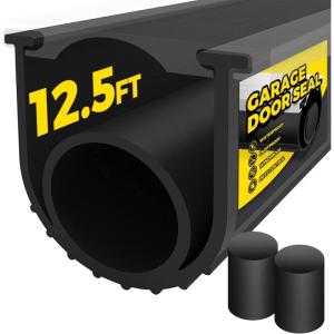 imageHolikme Garage Door Seals Bottom Rubber Flexible Rubber Garage Door Seal Garage Door Weather Stripping Kit Seal Strip Replacement 516 Inch TEnd 374 Inch Width 17Ft Black125FT