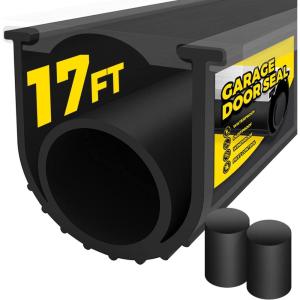 imageHolikme Garage Door Seals Bottom Rubber Flexible Rubber Garage Door Seal Garage Door Weather Stripping Kit Seal Strip Replacement 516 Inch TEnd 374 Inch Width 17Ft Black17FT