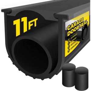 imageHolikme Garage Door Seals Bottom Rubber Flexible Rubber Garage Door Seal Garage Door Weather Stripping Kit Seal Strip Replacement 516 Inch TEnd 374 Inch Width 17Ft Black11FT