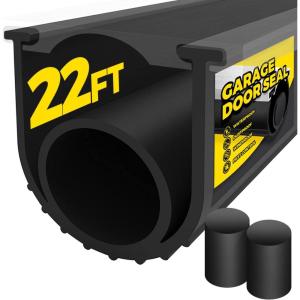 imageHolikme Garage Door Seals Bottom Rubber Flexible Rubber Garage Door Seal Garage Door Weather Stripping Kit Seal Strip Replacement 516 Inch TEnd 374 Inch Width 17Ft Black22FT