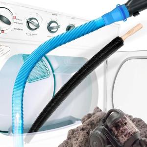 imageHolikme Upgraded 2 Pieces Dryer Vent Cleaner Kit Compatible with Most Vacuum CleanerVacuum Hose Attachment and Clothes Dryer Lint Vent Trap Cleaner Brush ampamp Refrigerator Coil Brush Lint Remover Blue