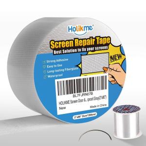 imageHolikme Window Screen Repair Tape Door Window Fly Lanai Screen Repair kit Patch Tape Strong Adhesive Long Lasting Fiberglass Covering Wire Mesh Repair Tape Seal for Repair Holes Tears 2quotW80quotL GreyWhite